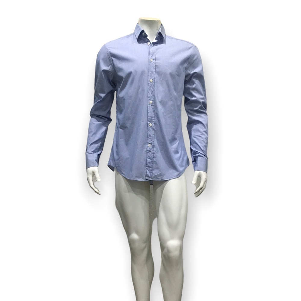 Versace Collection Mens Blue Striped Dress Shirt